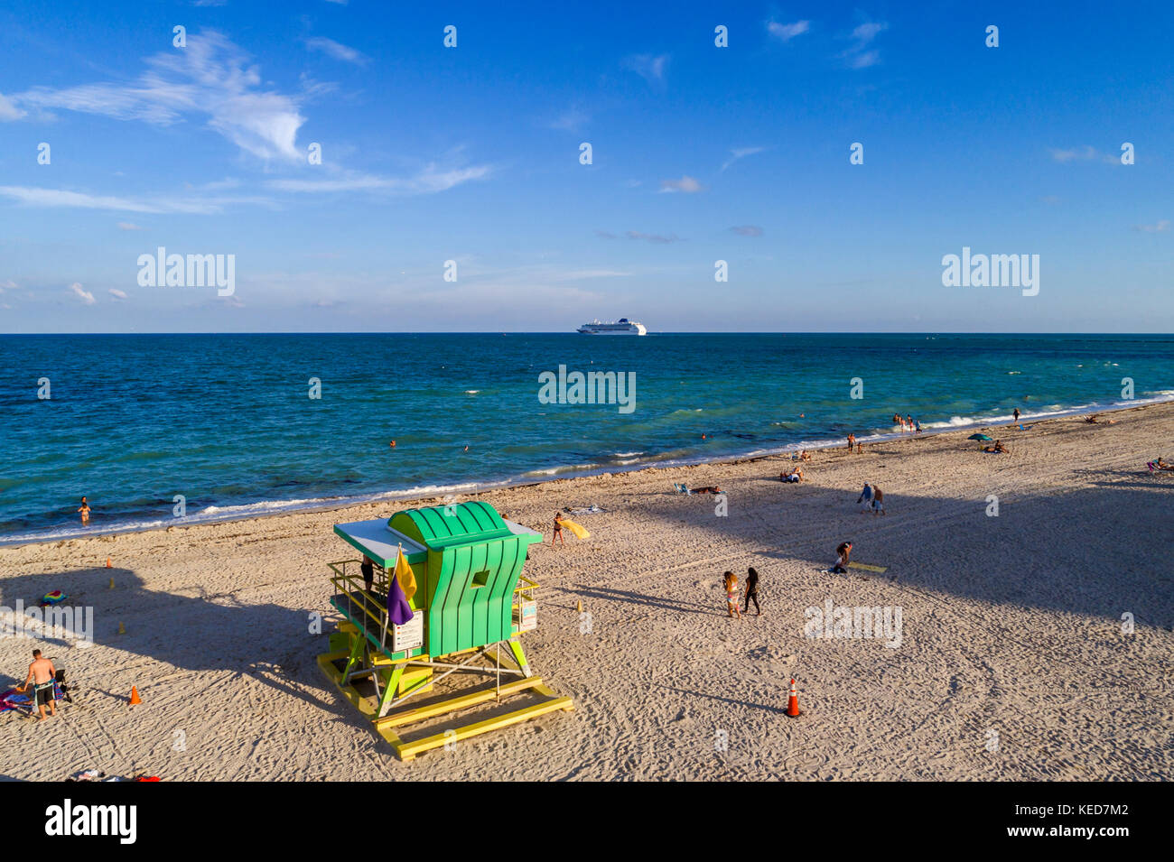 Florida,FL South,Miami Beach,water,sand,Atlantic Ocean Water,lifeguard ...