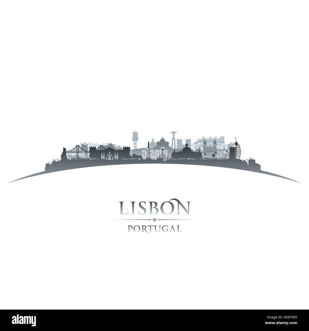 Lisbon Portugal city skyline silhouette. Vector illustration Stock Vector