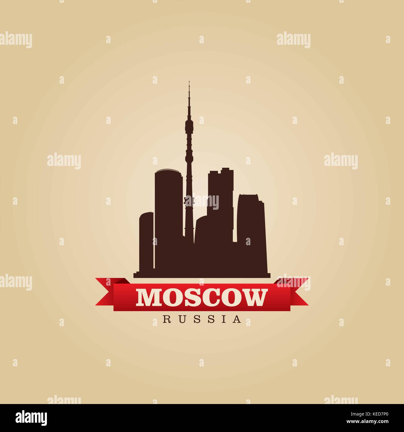Moscow city silhouette skyline illustration hi-res stock photography ...