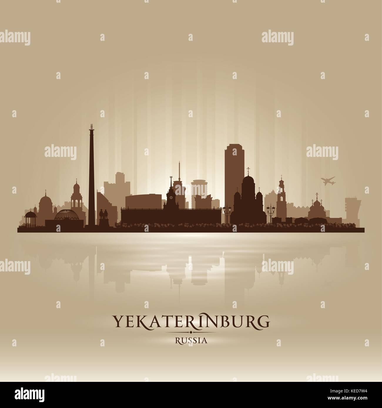 Yekaterinburg Russia skyline city silhouette Vector illustration Stock Vector