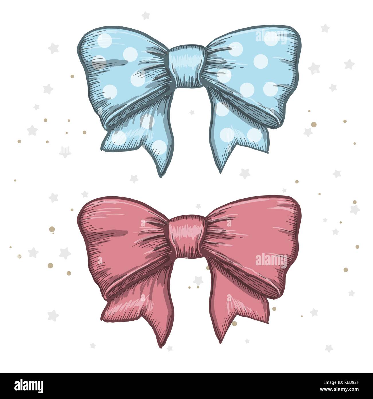 set of vintage hand drawn ribbon bows. Vector illustration Stock Vector ...