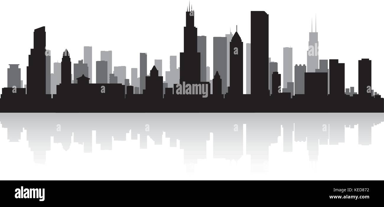 Chicago USA city skyline silhouette vector illustration Stock Vector