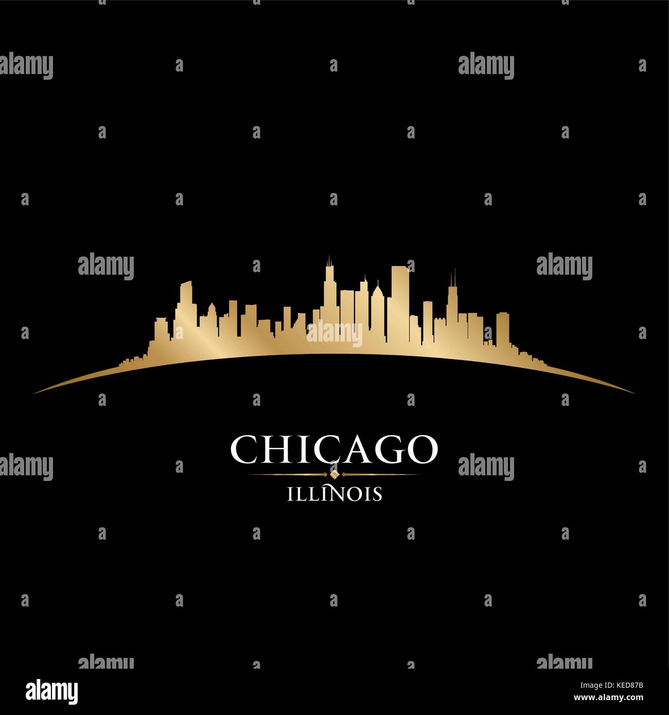 Chicago Illinois city skyline silhouette. Vector illustration Stock Vector