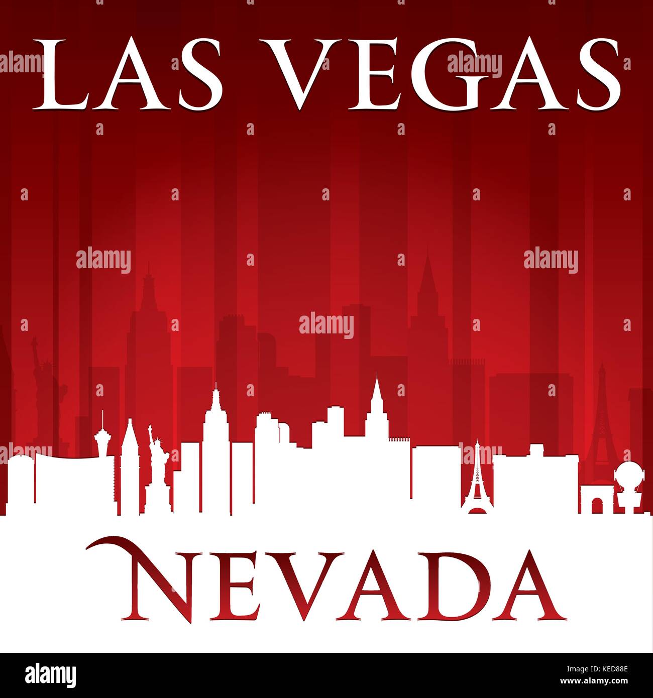 Las Vegas Nevada city skyline silhouette. Vector illustration Stock Vector