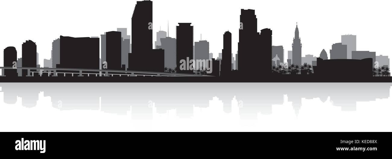 Miami USA city skyline silhouette vector illustration Stock Vector Image &  Art - Alamy