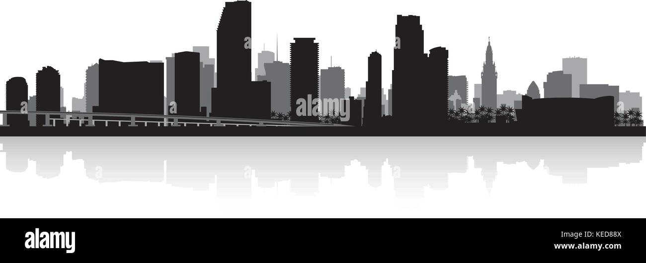 Miami USA city skyline silhouette vector illustration Stock Vector ...