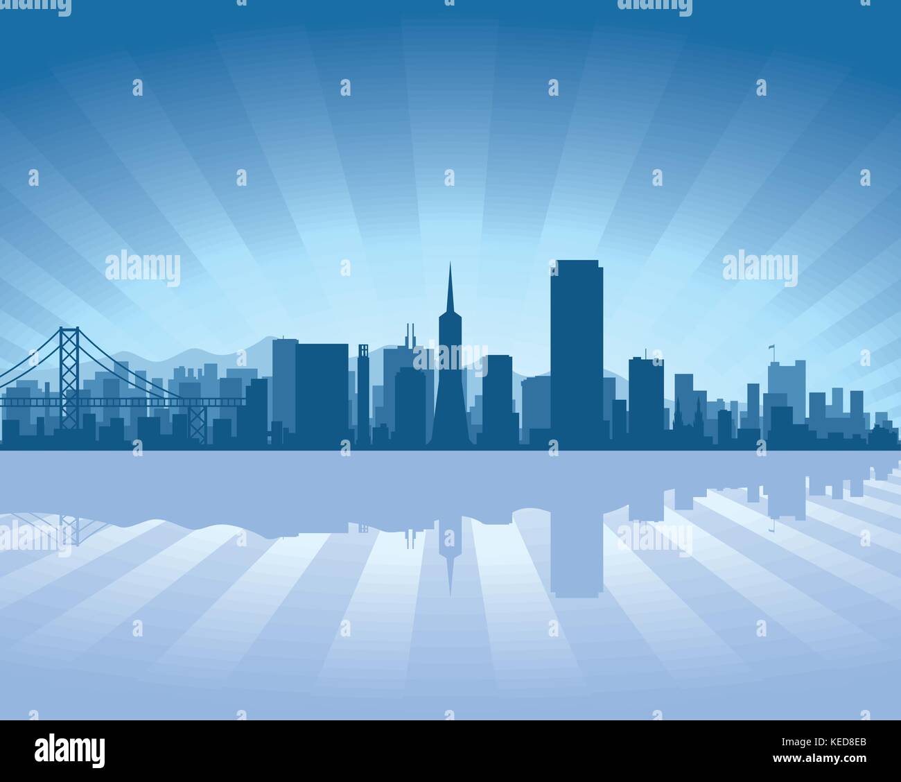 San Francisco skyline with reflection in water Stock Vector