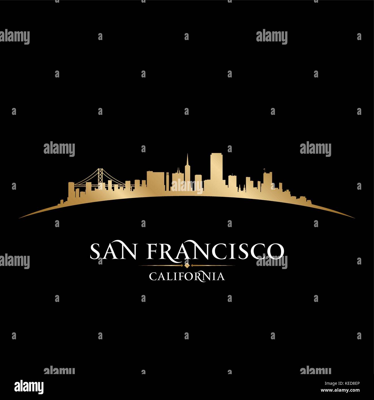 San Francisco California city skyline silhouette. Vector illustration Stock Vector