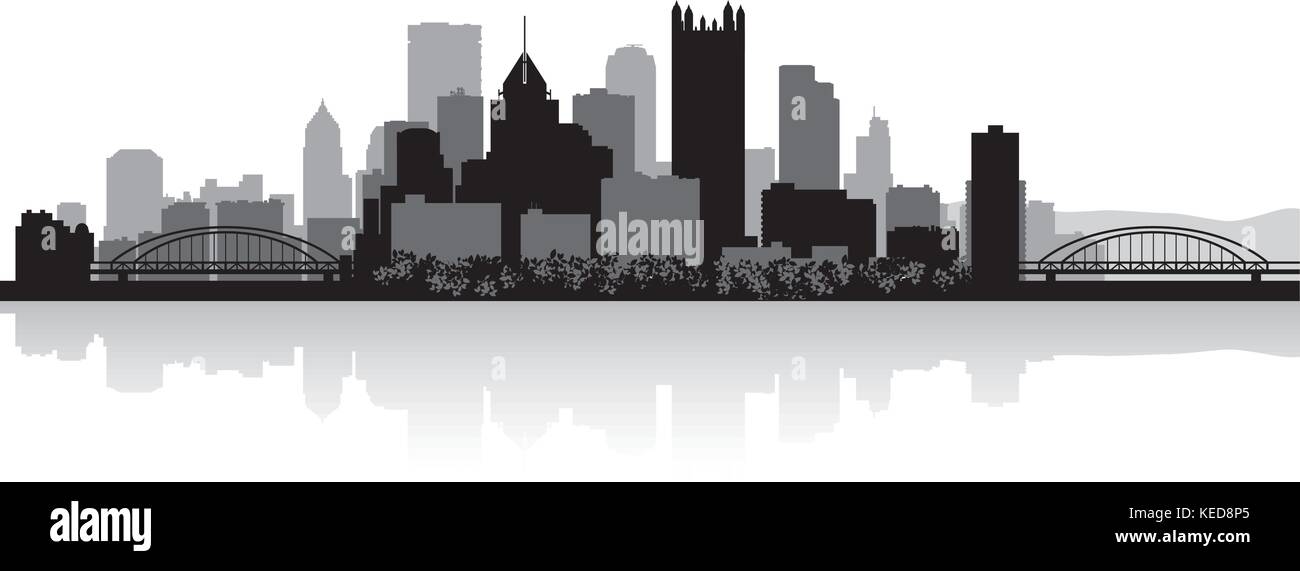 Pittsburgh USA city skyline silhouette vector illustration Stock Vector