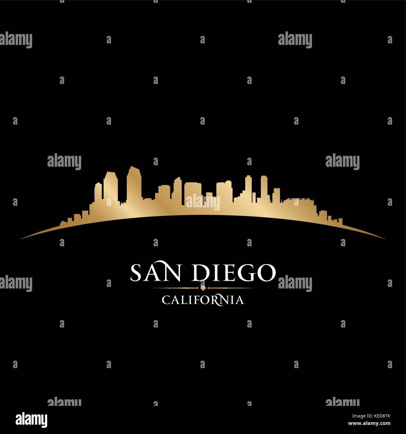 San Diego California city skyline silhouette. Vector illustration Stock Vector