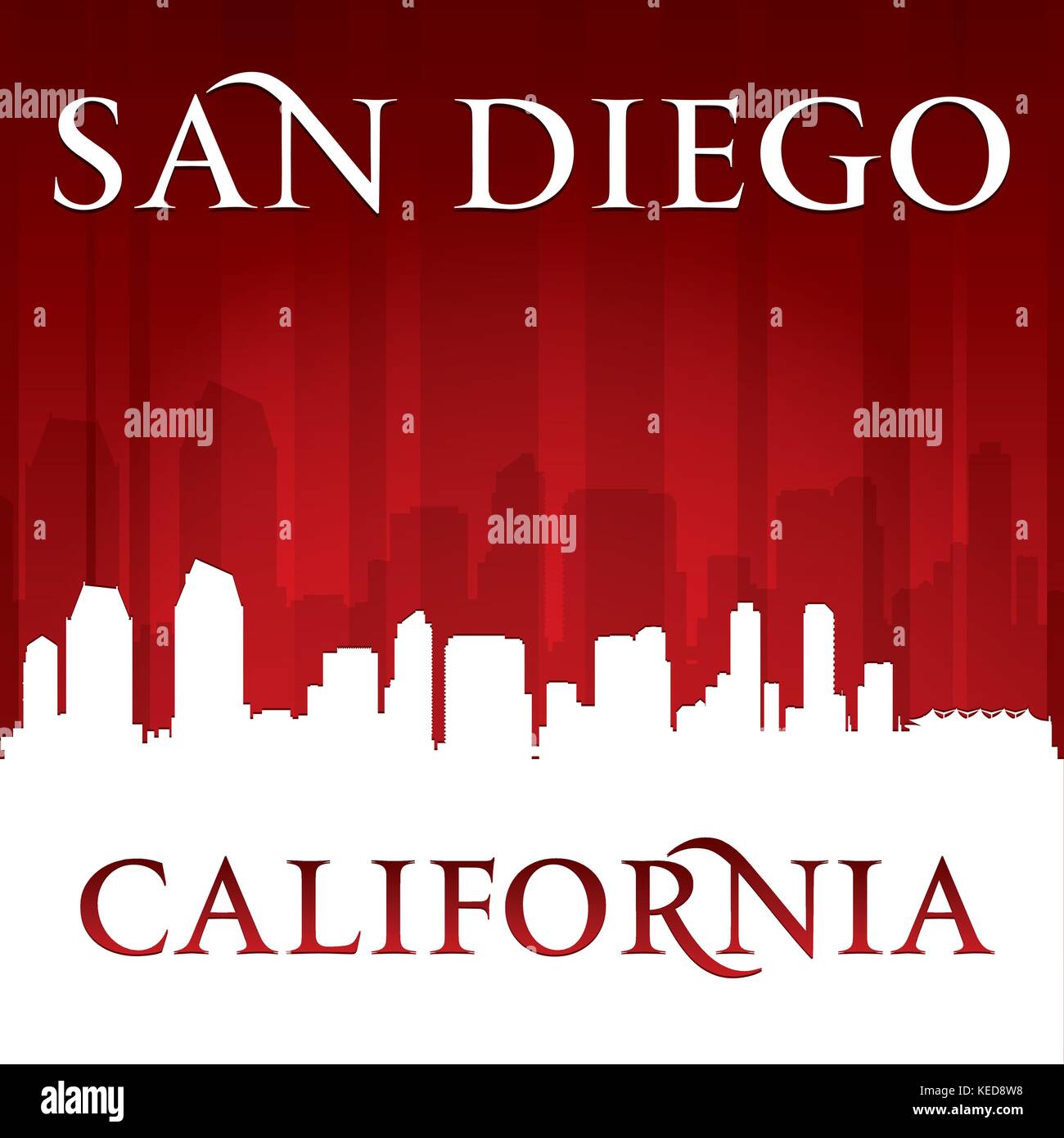 San Diego California city skyline silhouette. Vector illustration Stock Vector