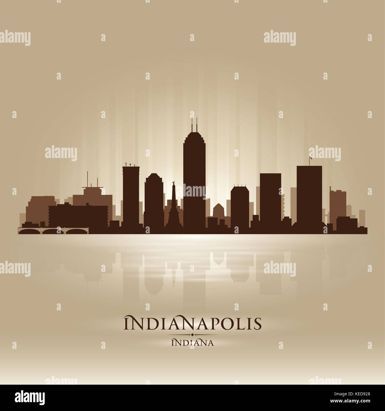 Indianapolis Indiana city skyline silhouette. Vector illustration Stock Vector