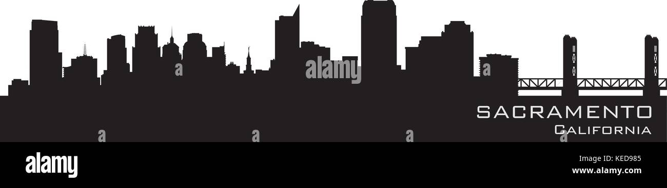 Sacramento, California skyline. Detailed vector silhouette Stock Vector