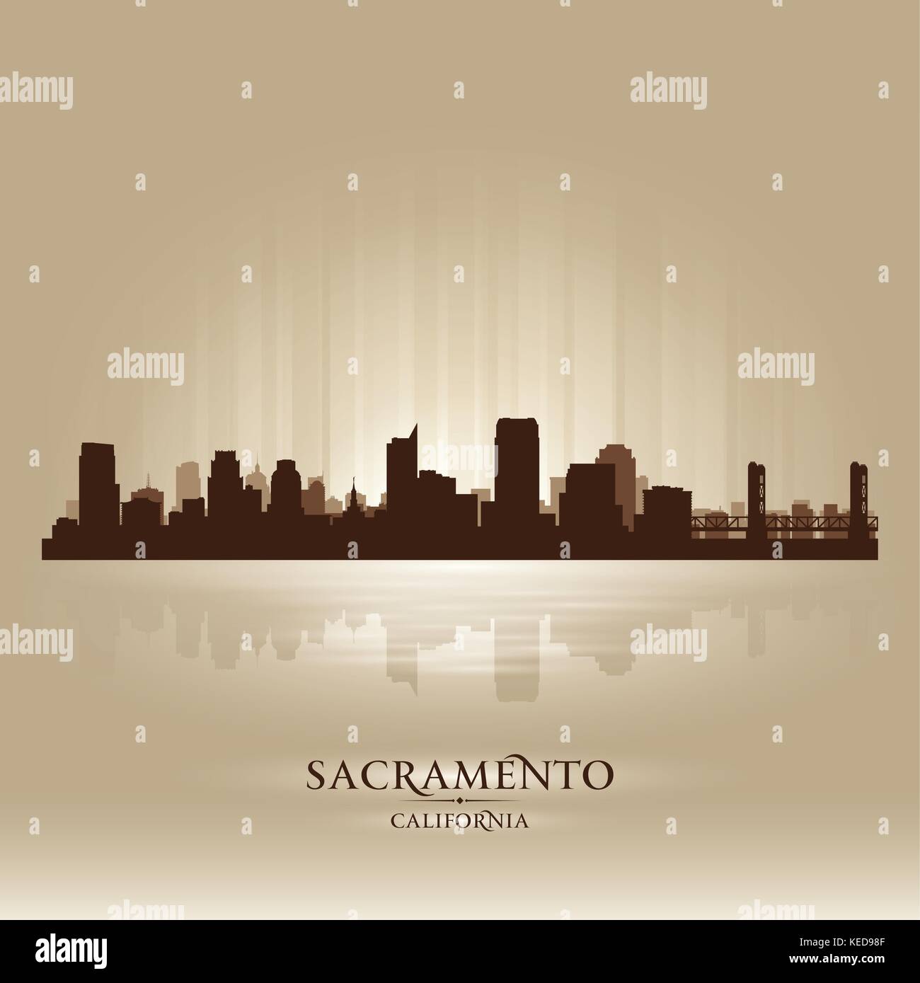 Sacramento California city skyline silhouette. Vector illustration