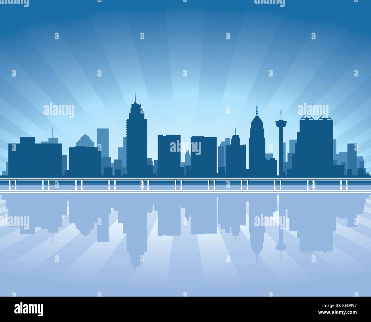 San Antonio skyline with reflection in water Stock Vector