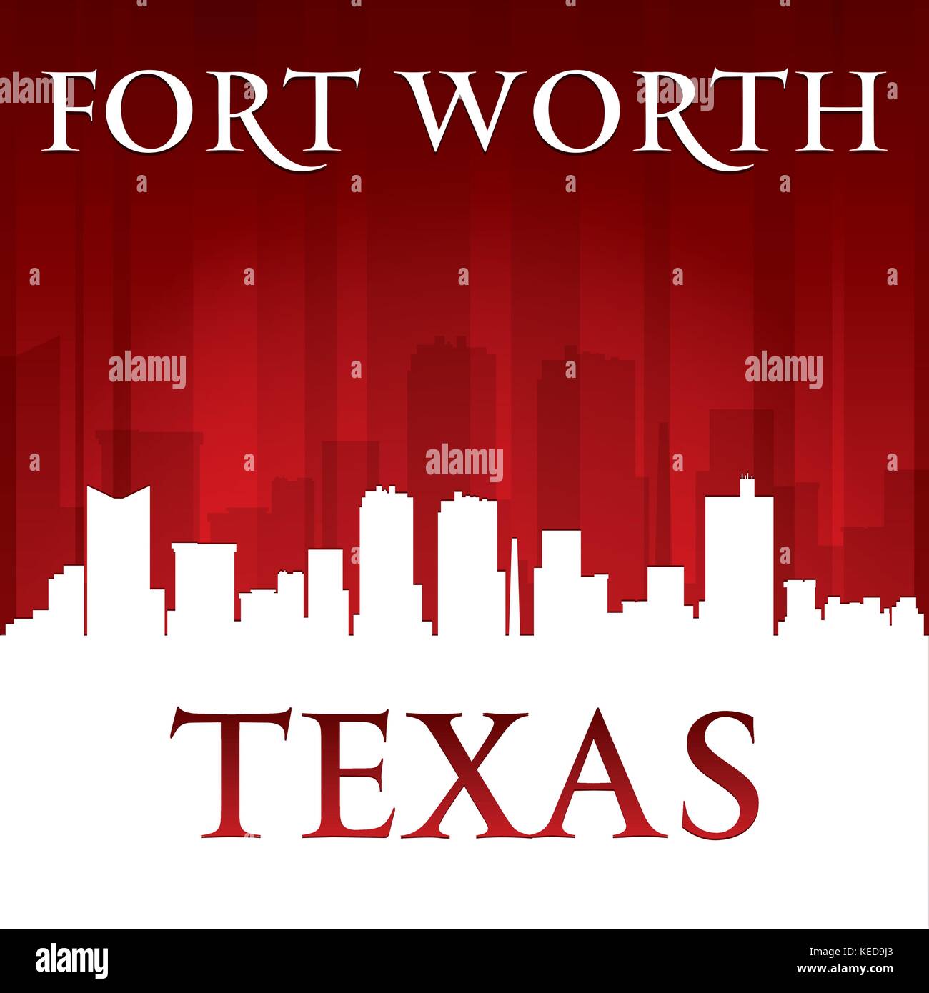 Fort Worth Texas City Skyline Silhouette Vector Illustration Stock Vector Image And Art Alamy 0588