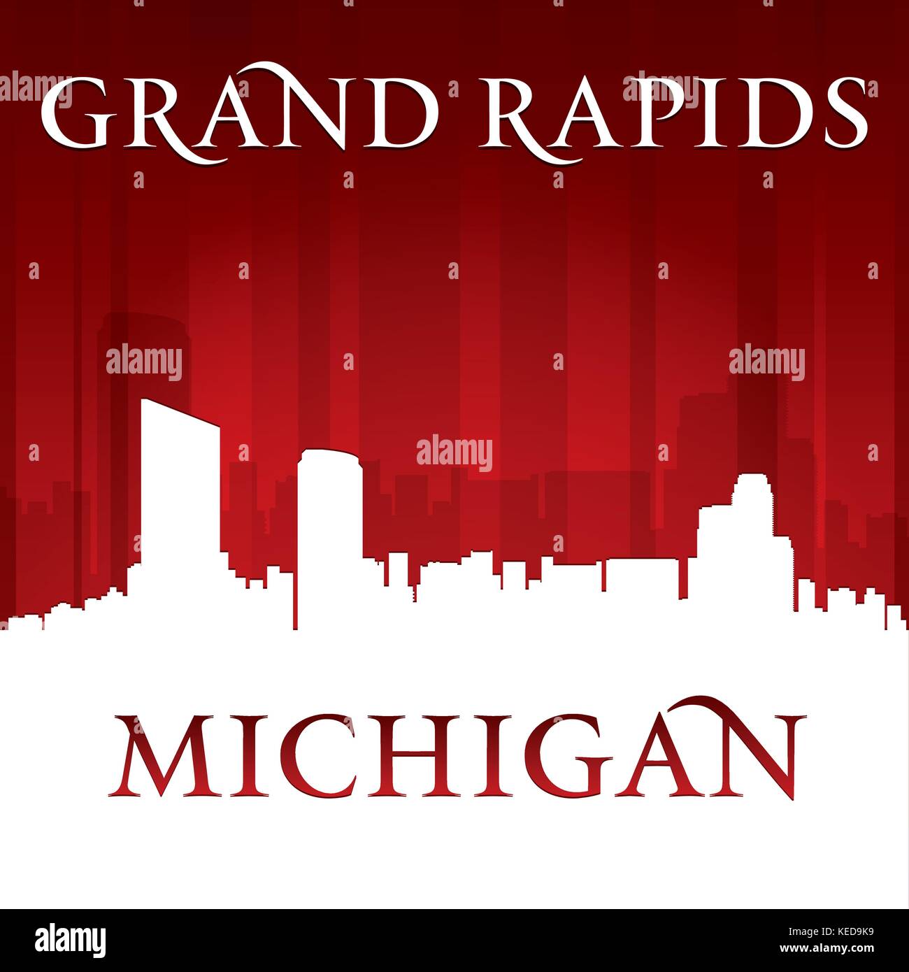 Grand Rapids Michigan city skyline silhouette. Vector illustration Stock Vector