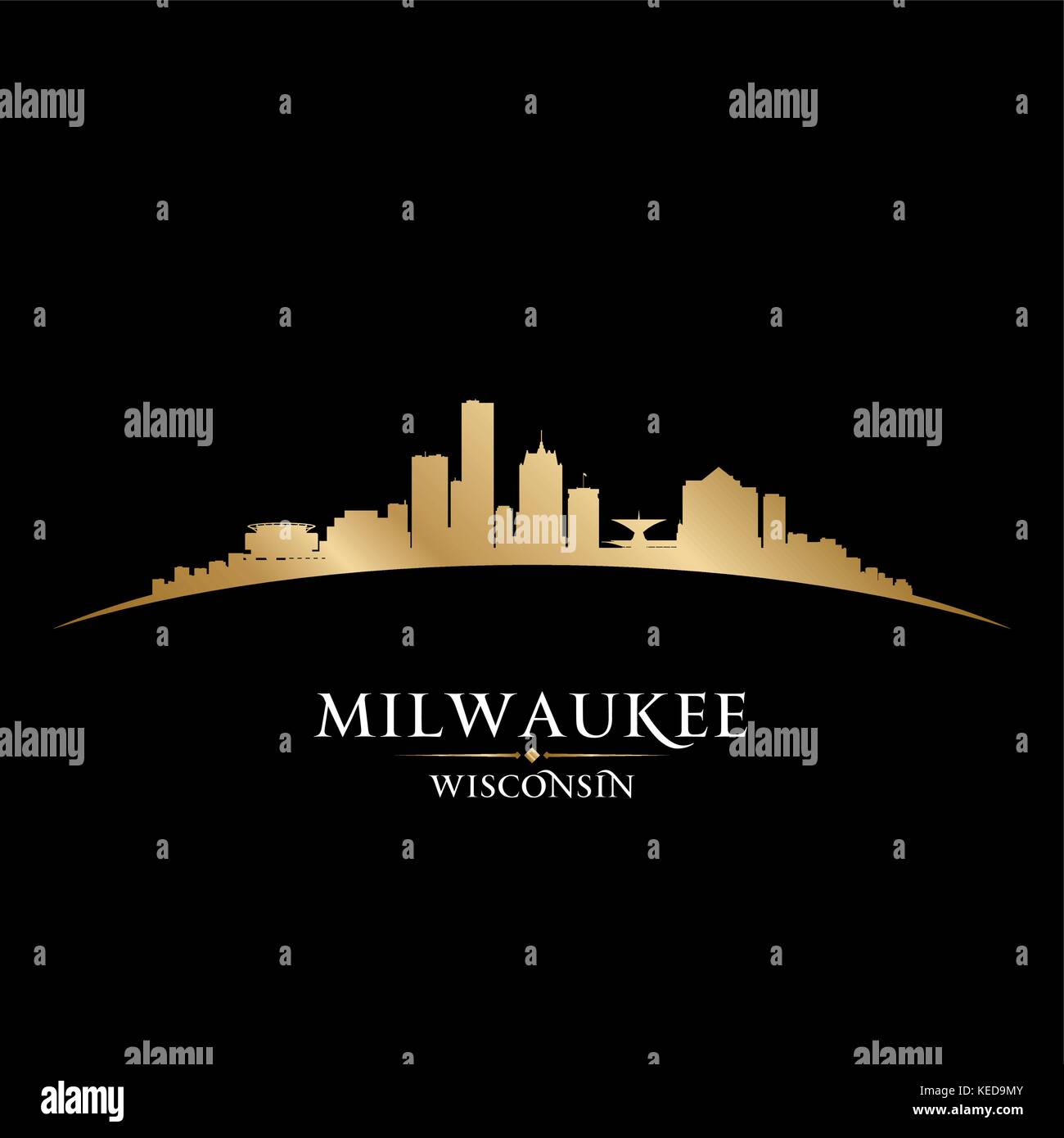 Milwaukee Wisconsin city skyline silhouette. Vector illustration Stock