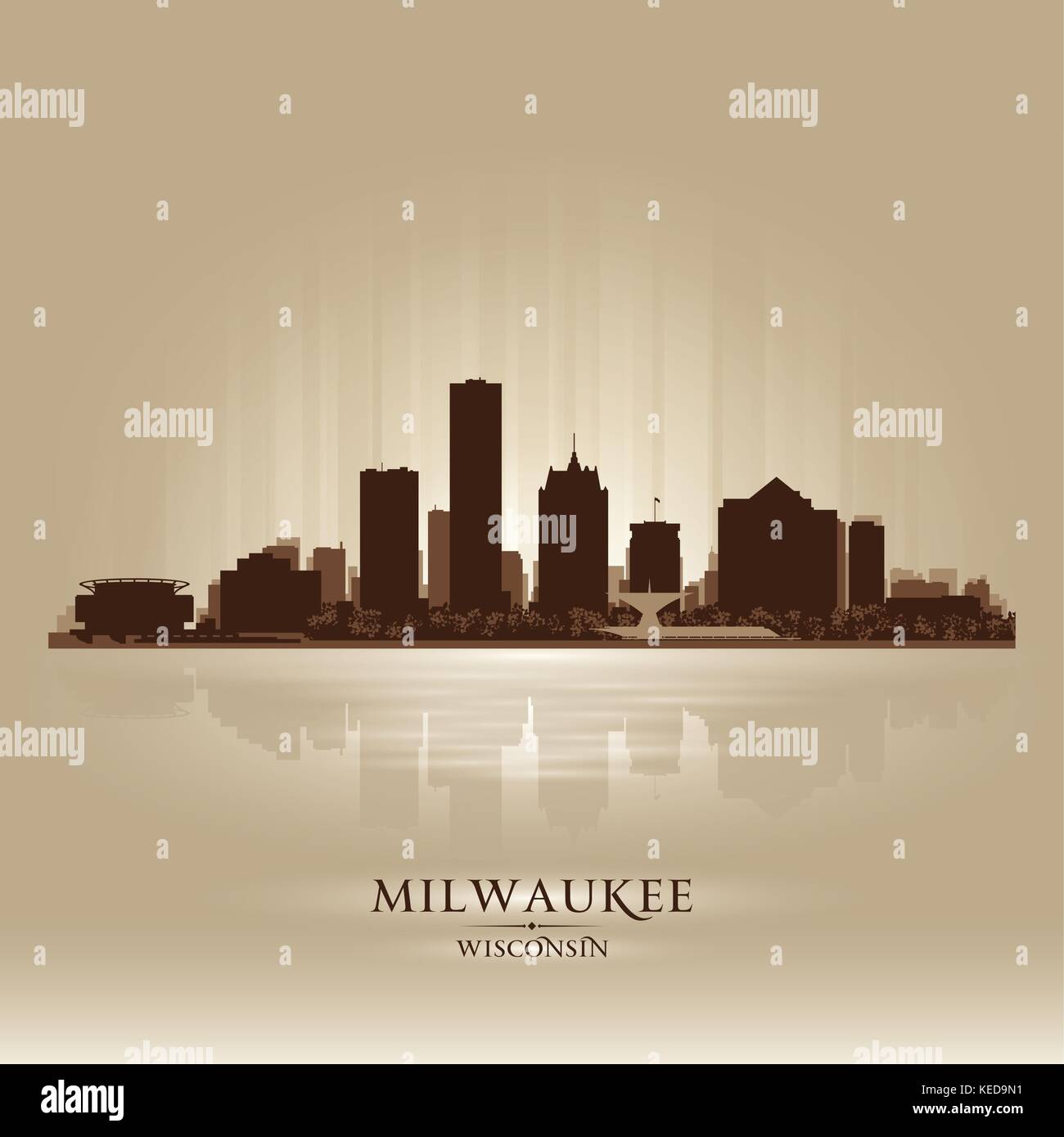 Milwaukee Wisconsin city skyline silhouette. Vector illustration Stock Vector