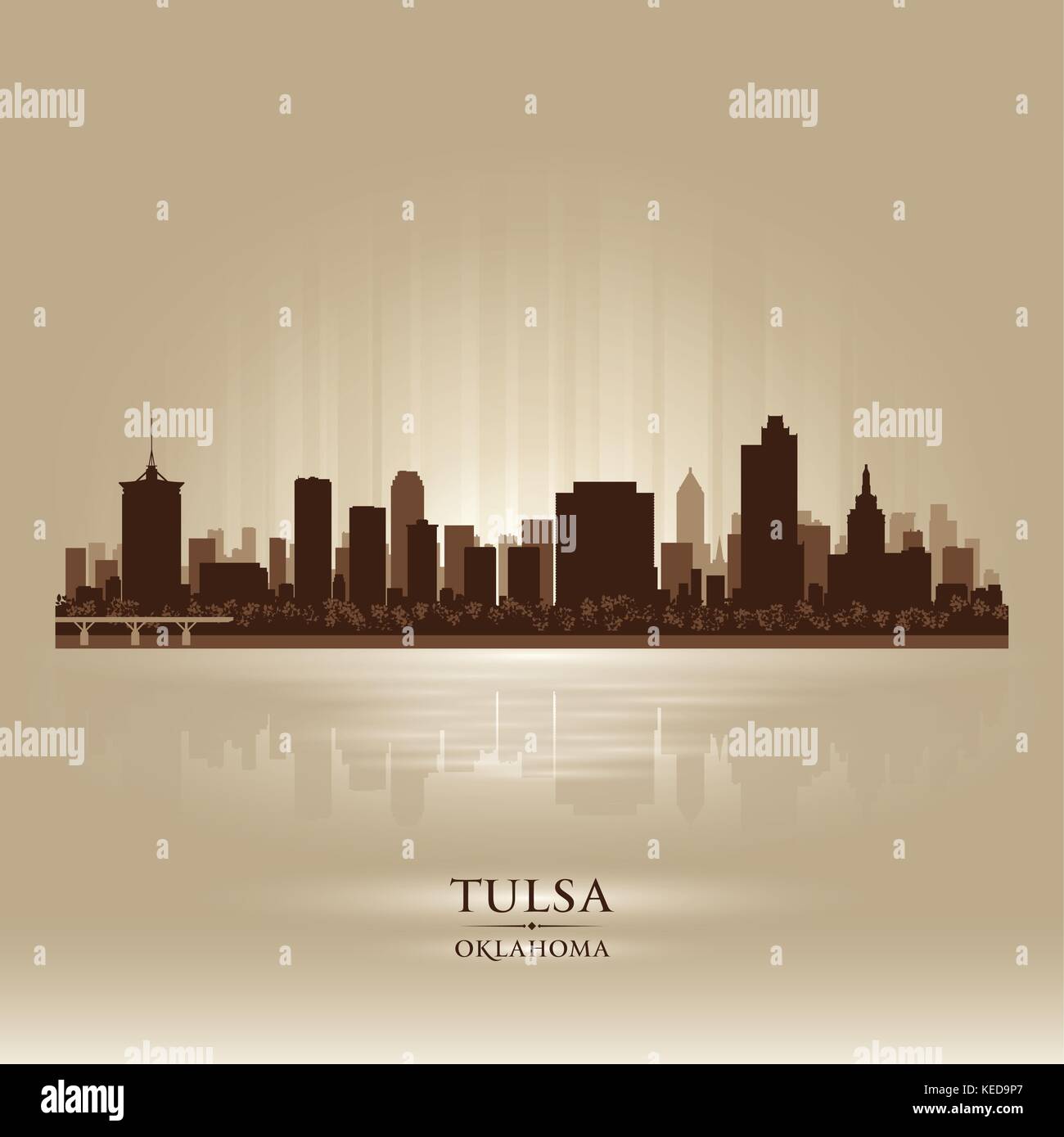 Tulsa Oklahoma city skyline silhouette. Vector illustration Stock Vector