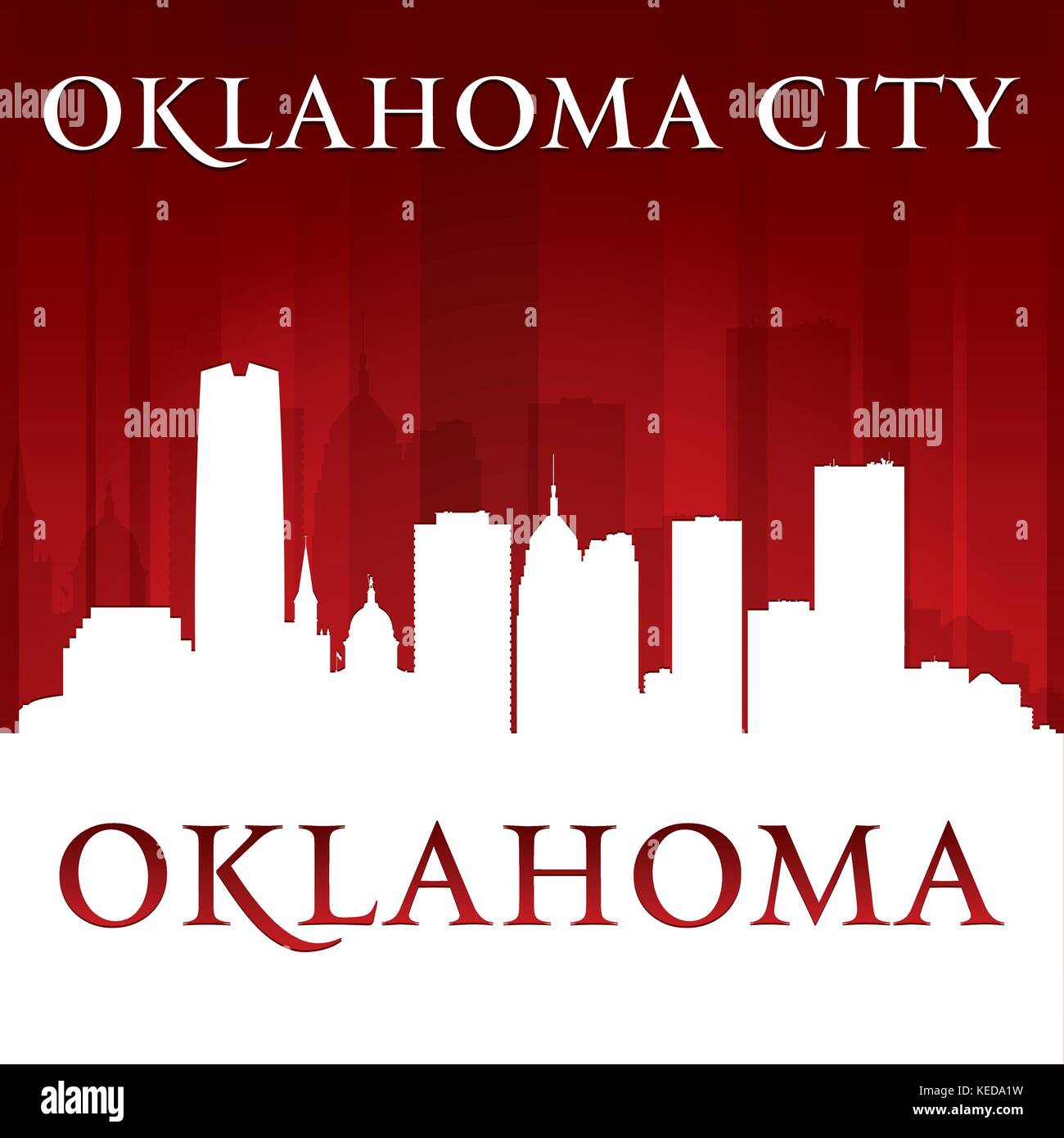 Oklahoma city skyline silhouette. Vector illustration Stock Vector