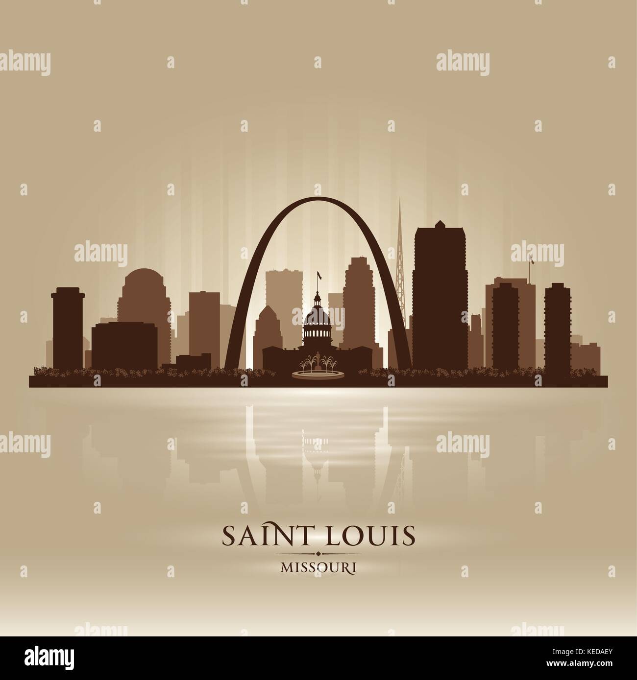 Saint Louis Missouri city skyline vector silhouette illustration Stock