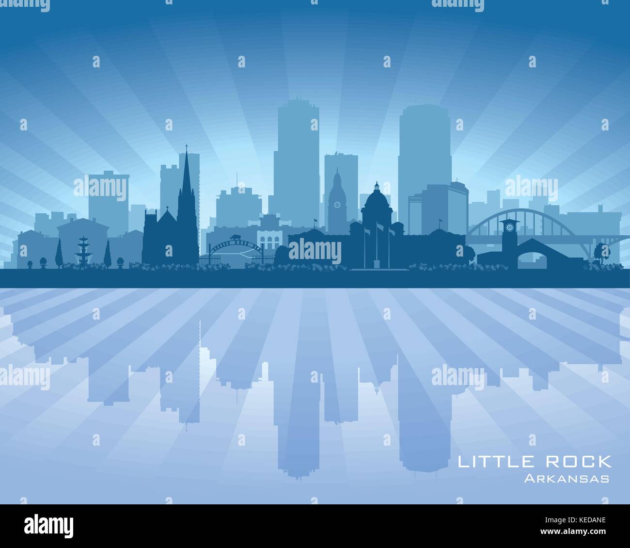 Little Rock Arkansas city skyline vector silhouette illustration Stock Vector