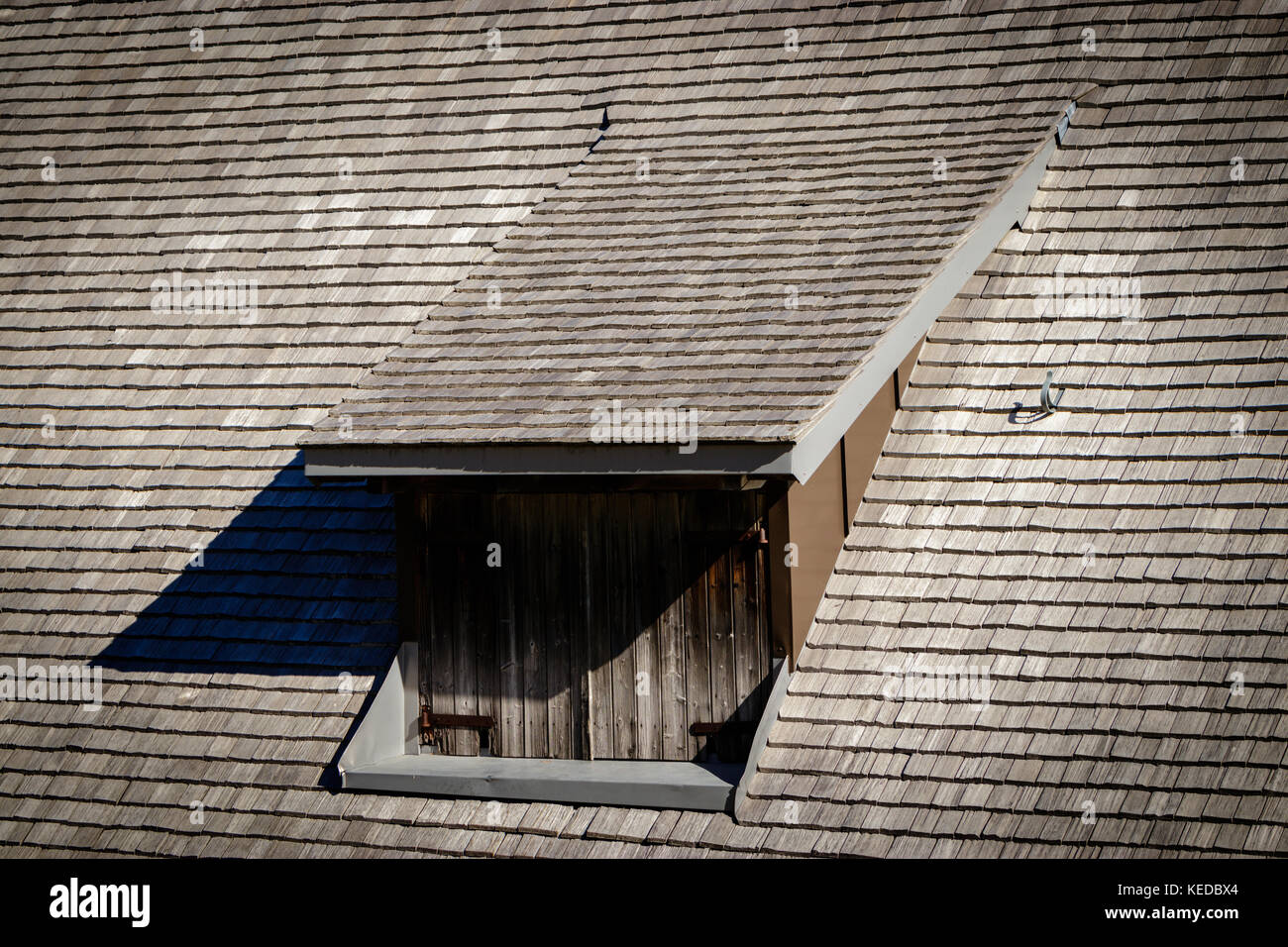 A Black Forest Farm Roof Of Wooden Shingles With A Dormer Stock