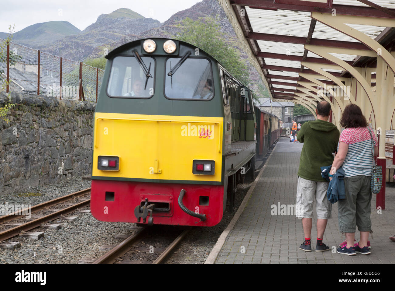 Diesel Engine at Blaenau Ffestiniog Railway Station, Wales, UK Stock