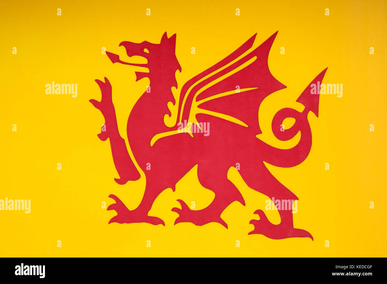 Red Welsh Dragon on Yellow Flag Stock Photo - Alamy