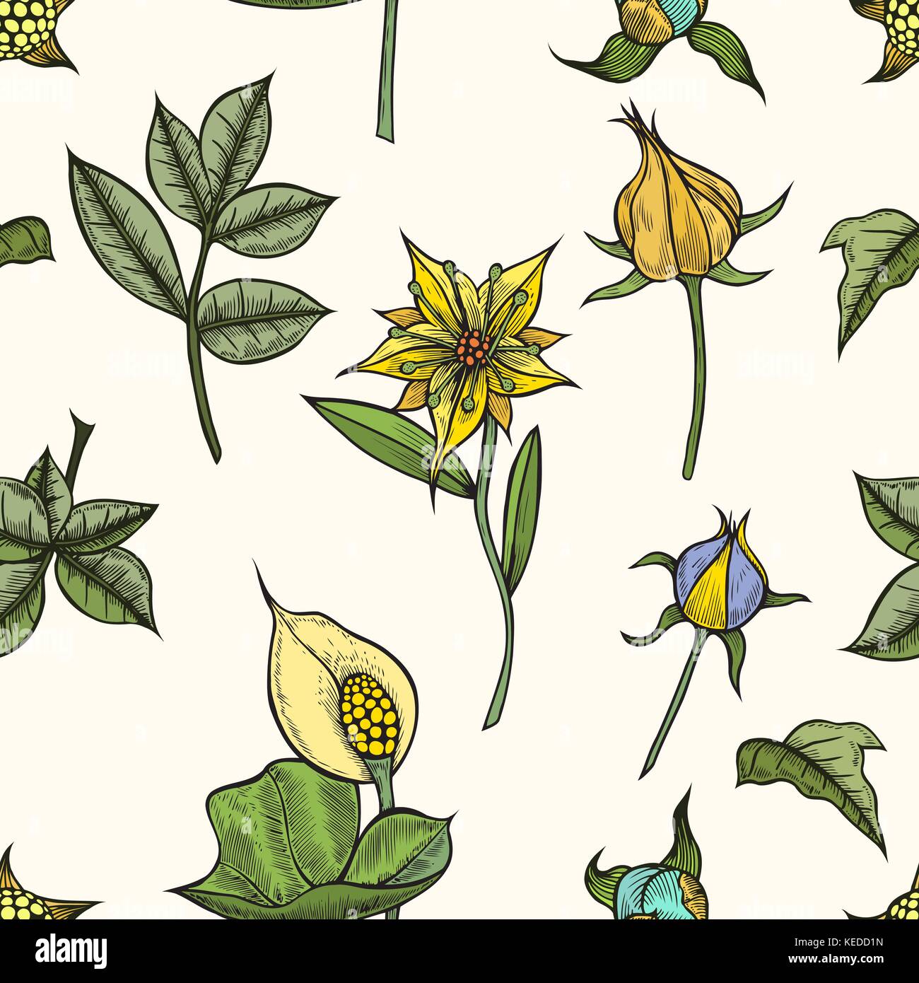 Vector vintage seamless floral pattern Stock Vector Image & Art - Alamy