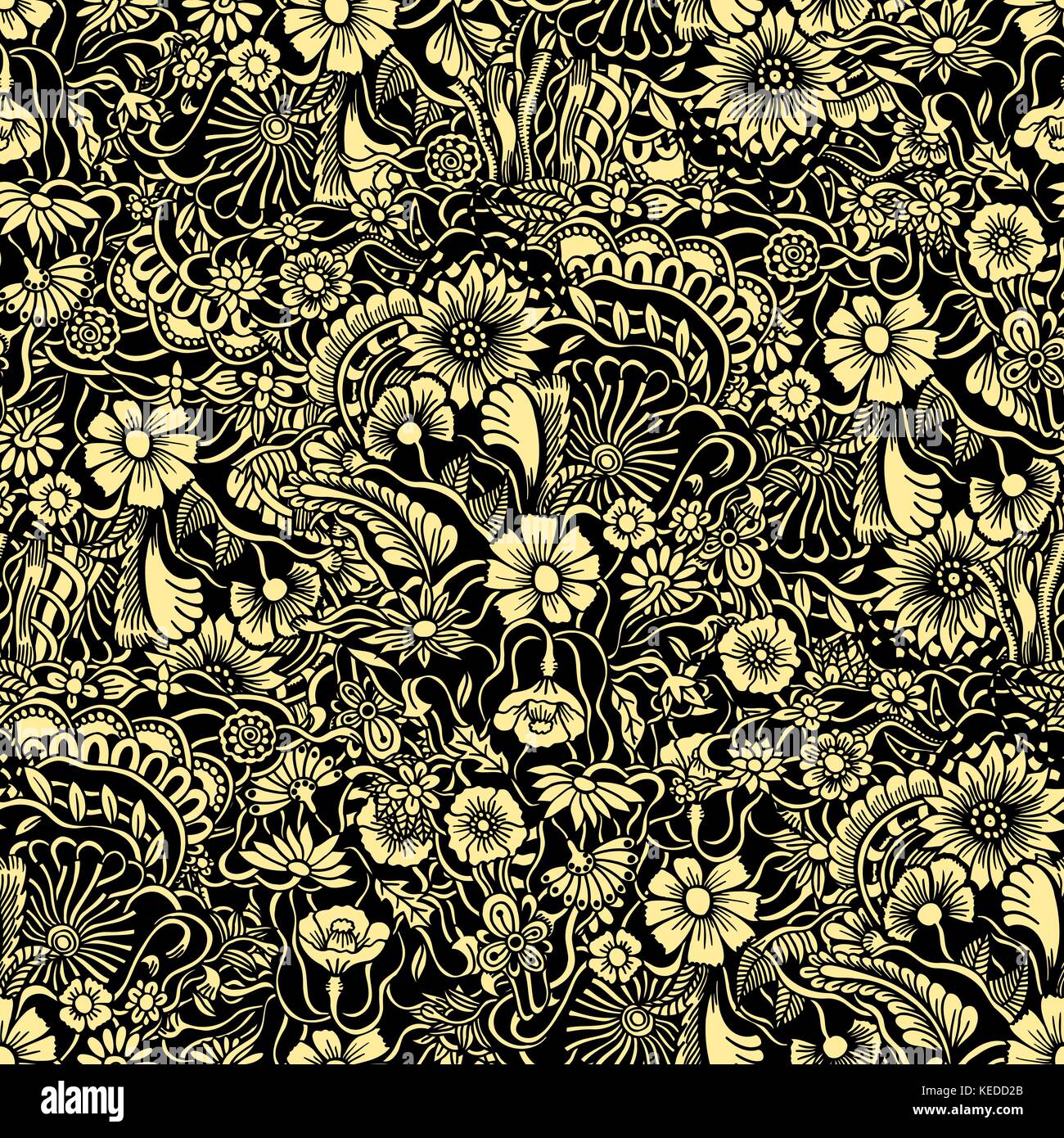 Doodle flowers seamless pattern Stock Vector Image & Art - Alamy