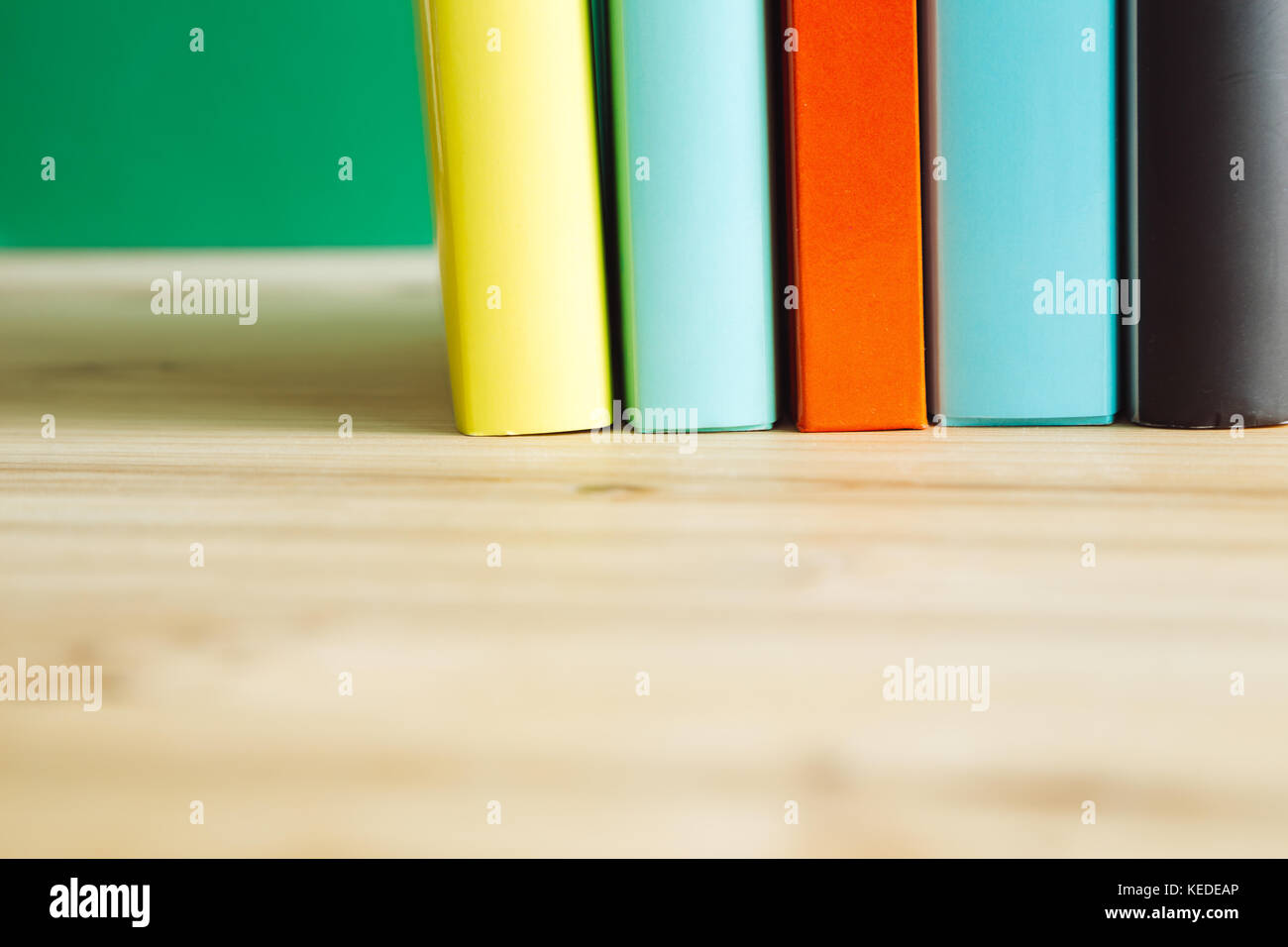 books on a wooden desk Stock Photo Alamy