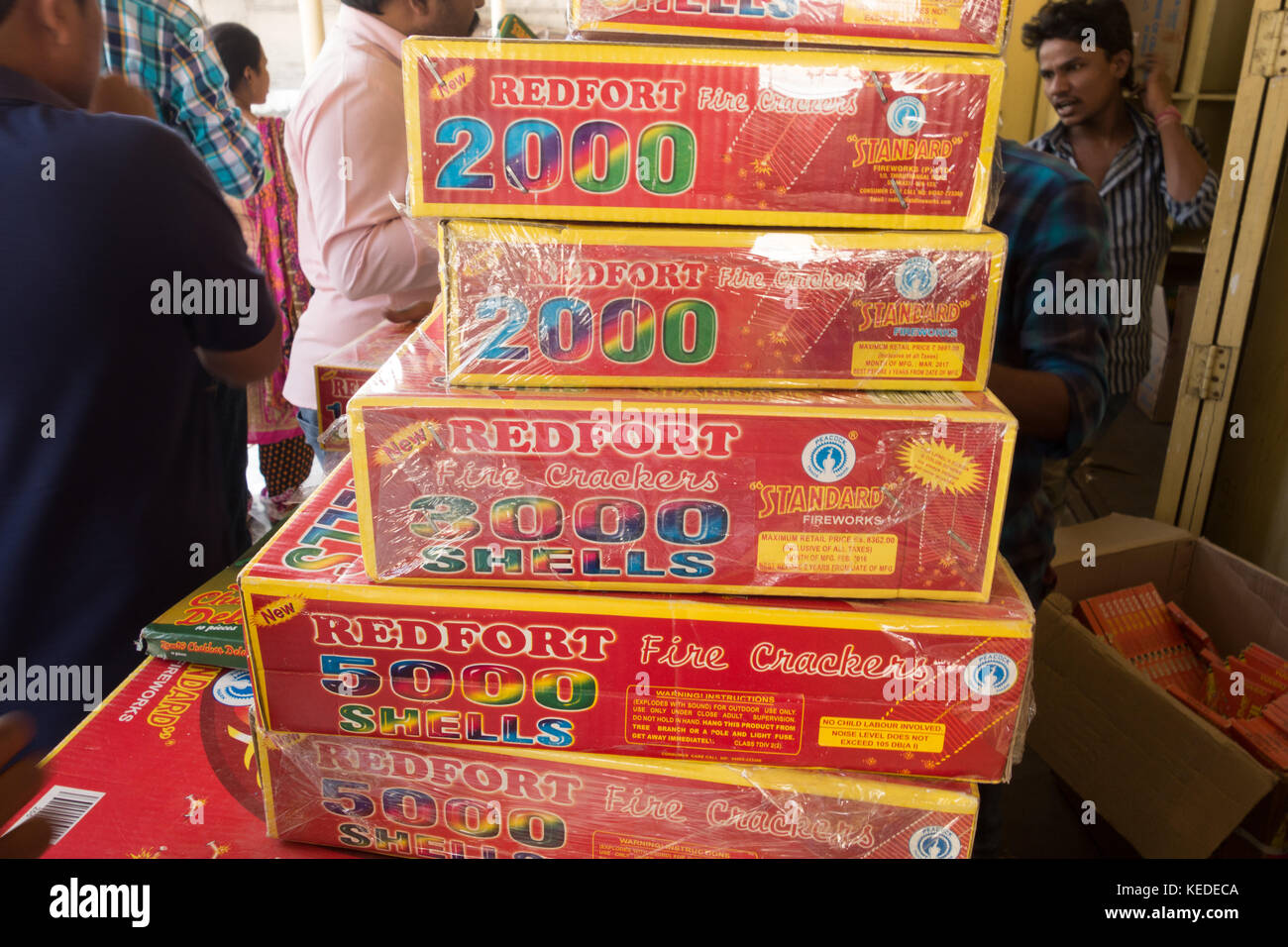 HYDERABAD,INDIA20th OCTOBER,2017.Firecrackers for sale on diwali at a