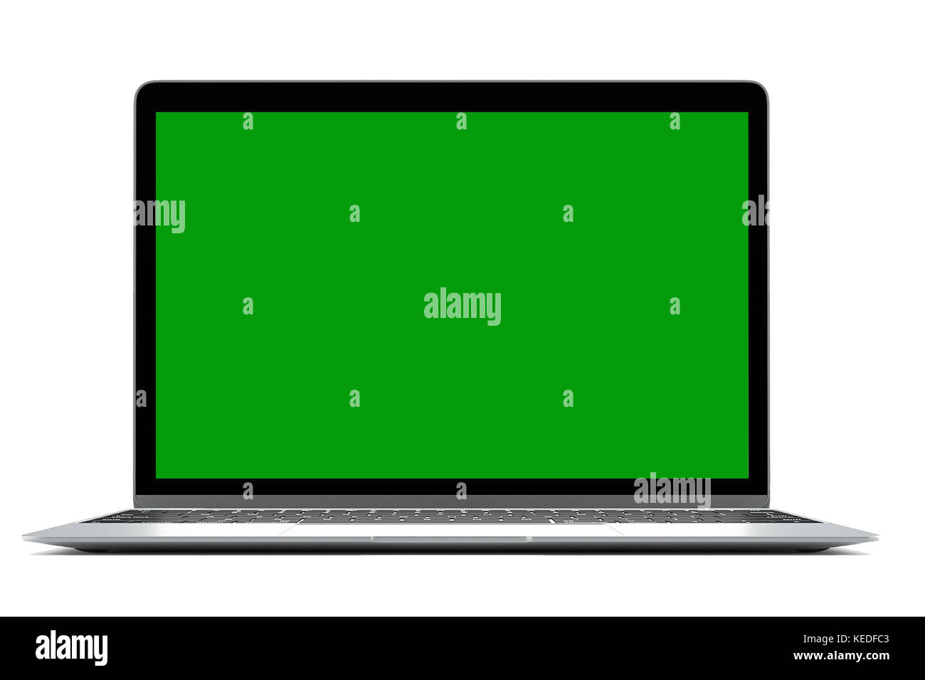 Modern computer laptop isolated on white background with green screen for mockup with cliping path Stock Photo