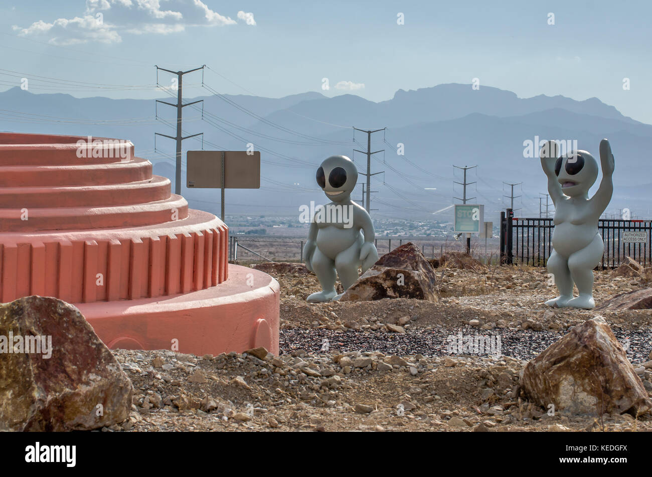 Art instalation at the Clark County Shooting Range by artist Jesse Carson Smigel in North Las Vegas, NV. Stock Photo