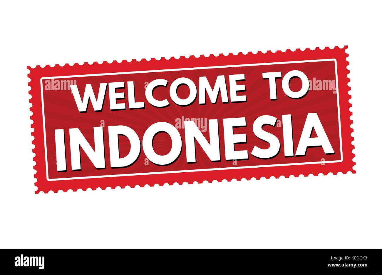 Welcome to Indonesia travel sticker or stamp on white background, vector illustration Stock Vector