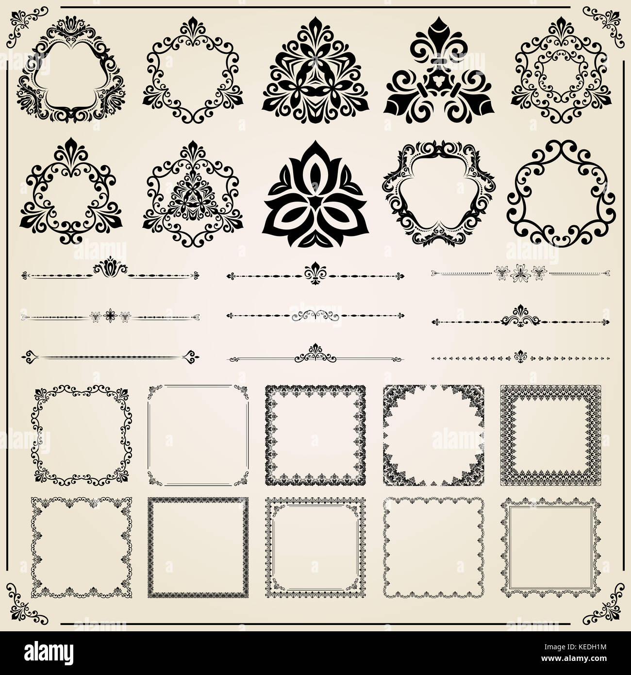 Vintage Set of Square, Round and Horizontal Elements Stock Photo - Alamy