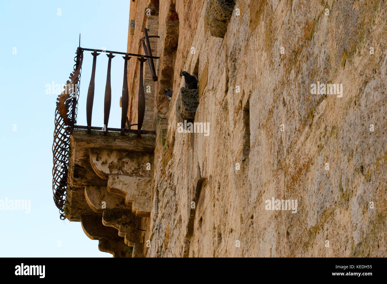 Italian balcony in the ancient town San Jimiliano, Italy Stock Photo