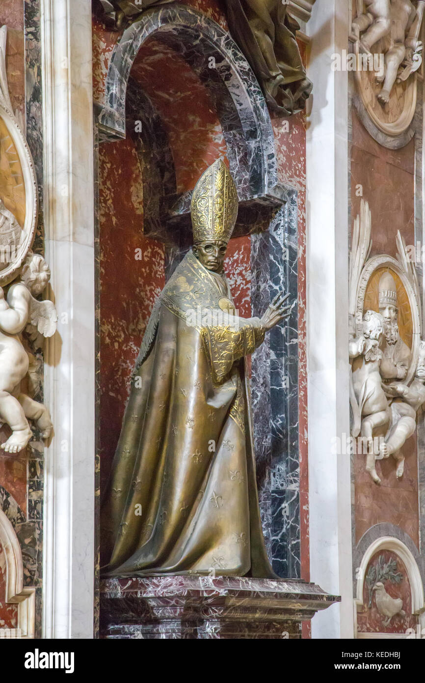 Statue of a Pope, Basilica of St. Peter, Vatican City Stock Photo