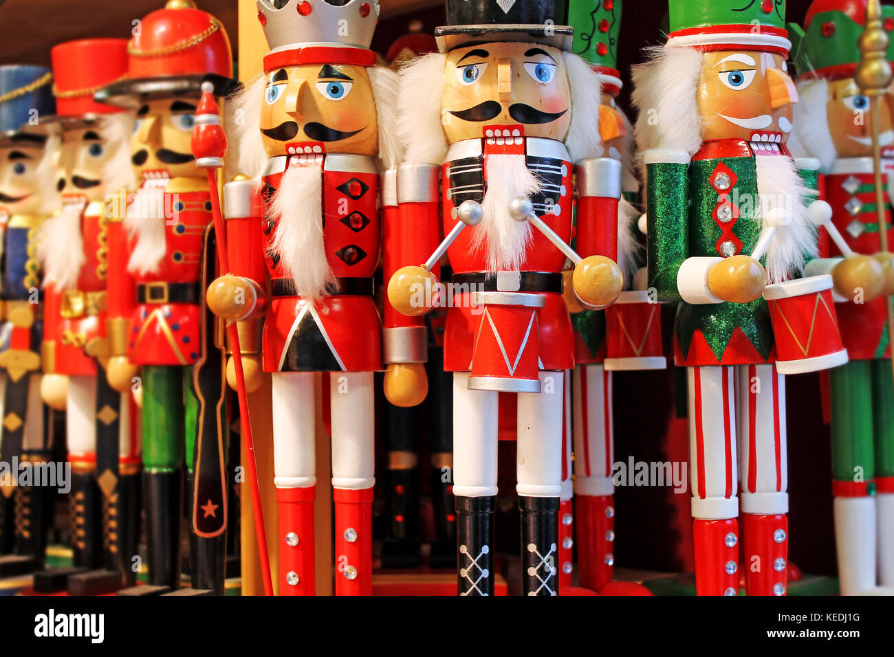 Colorful nutcrackers at a traditional Christmas market in Salzburg, Austria. Stock Photo