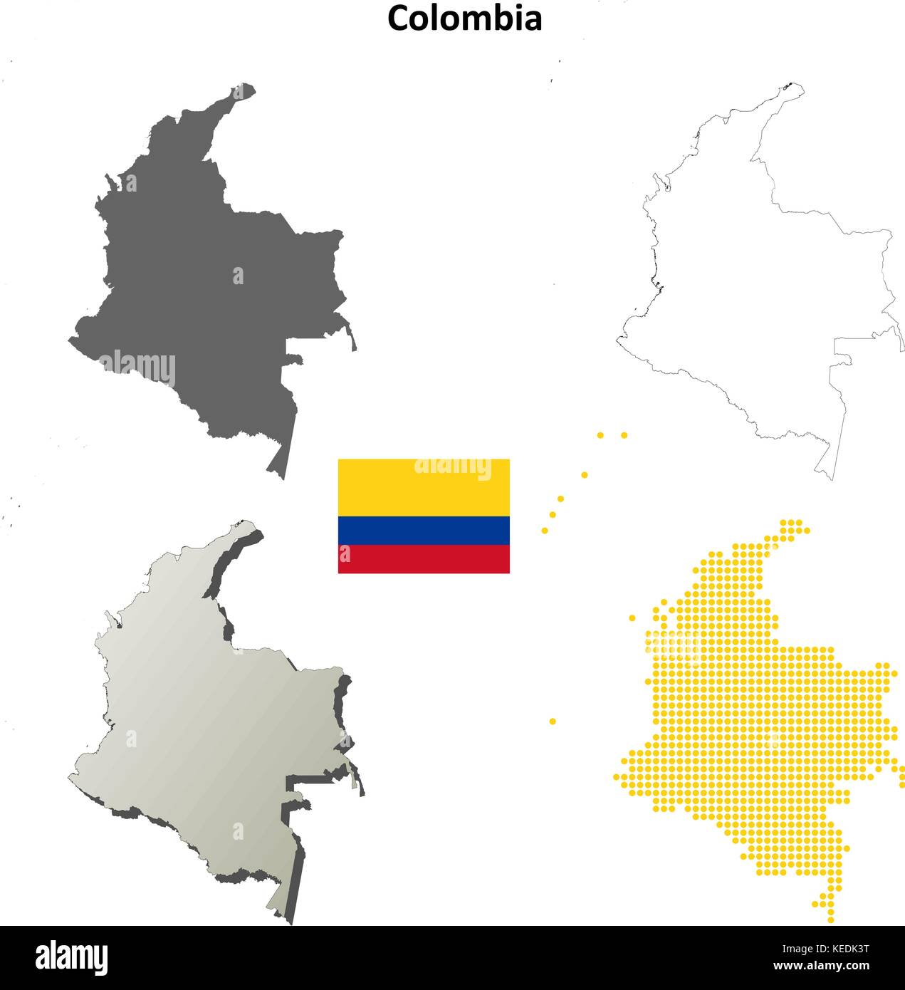 Colombia outline map set  Stock Vector