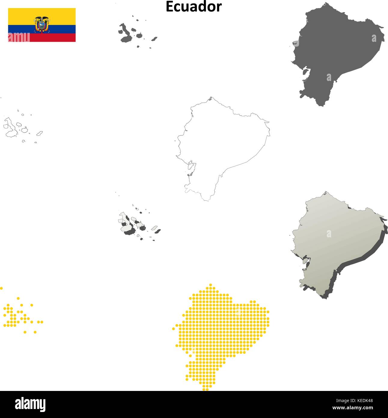 Ecuador outline map set  Stock Vector