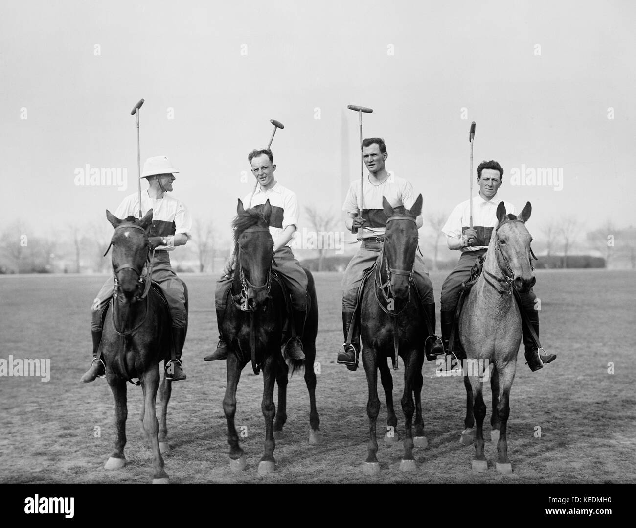 Four Male Polo Players, Harris & Ewing, 1915 Stock Photo