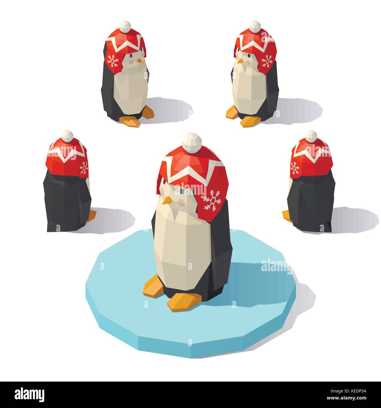 Penguin in a knitted hat Stock Vector