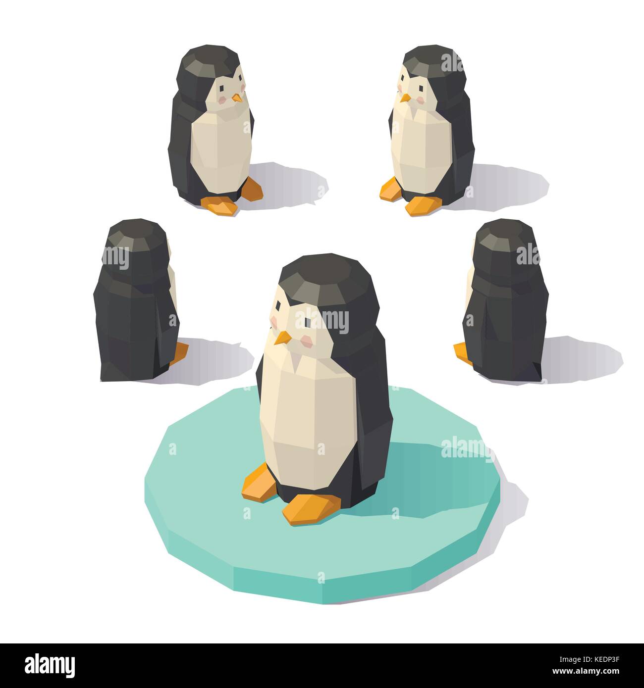 Isometric low poly penguin Stock Vector