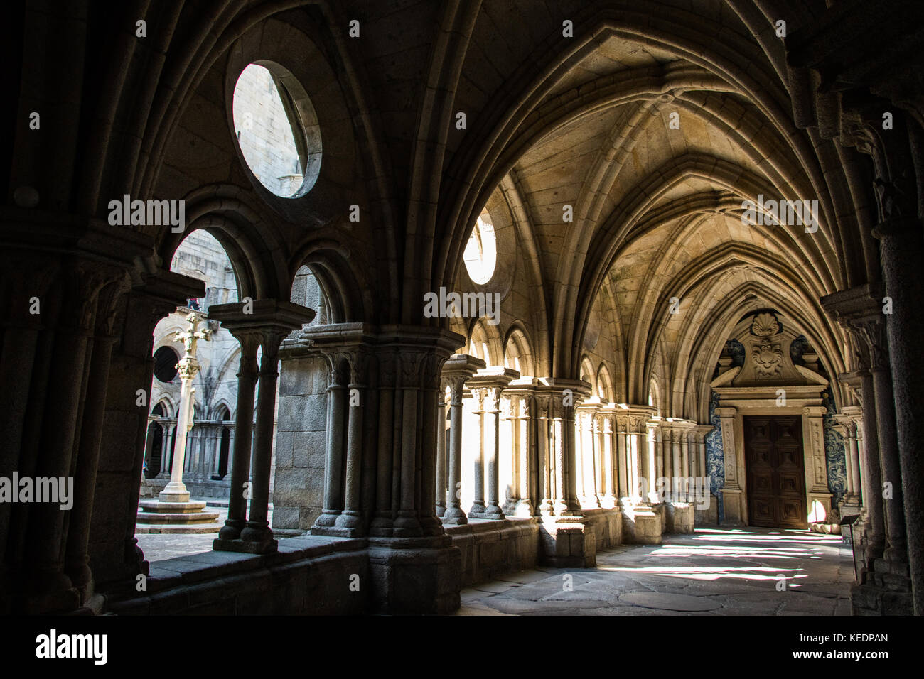Gothic Cloisters of the Porto Cathedral or Se do Porto, Roman Catholic Cathederal, Porto, Portugal Stock Photo