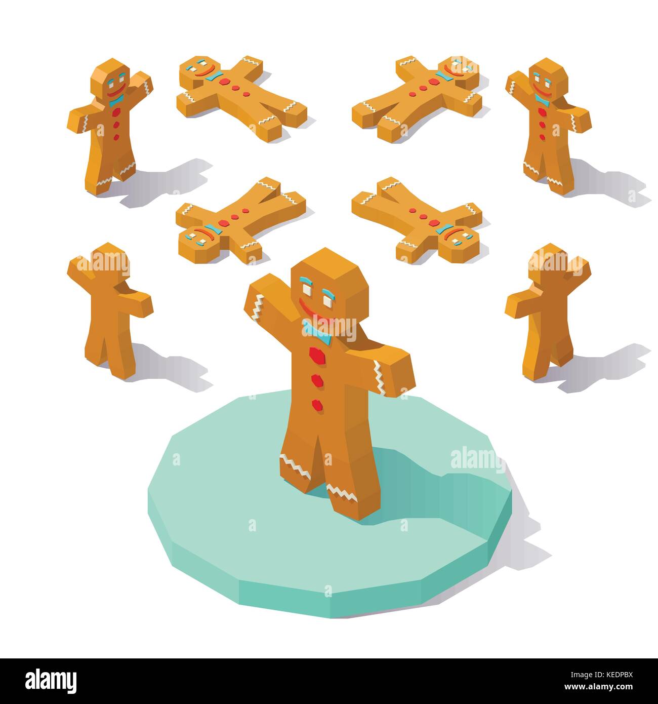 Low poly Gingerbread man Stock Vector