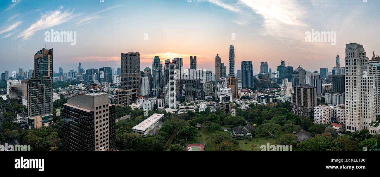 Skyline of Bangkok from the Indigo Hotel Rooftop Bar, Thailand Stock ...