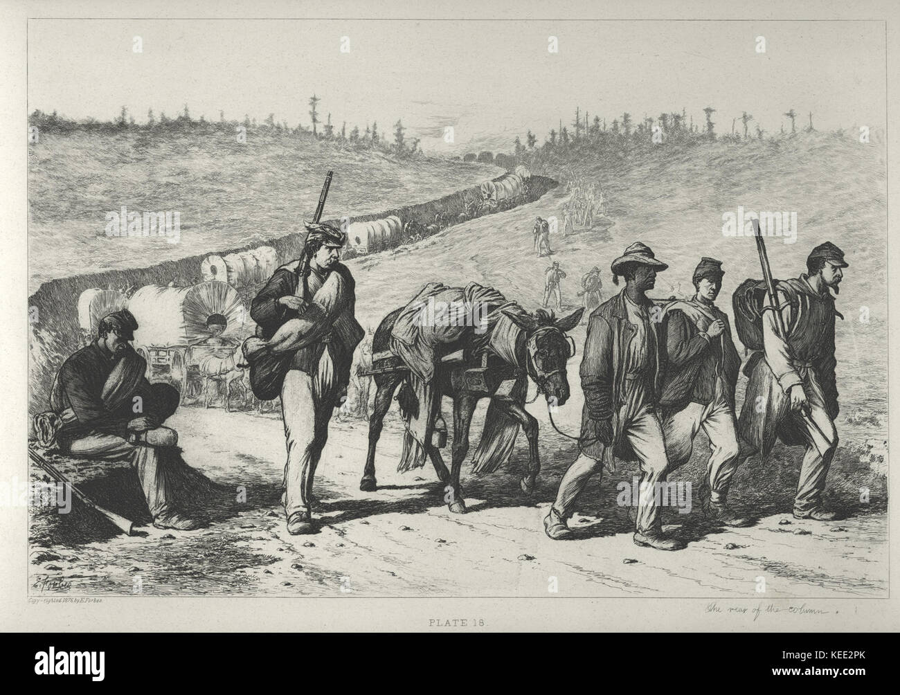 This image captures 'The Rear of the Column,' a moment in a military or ...